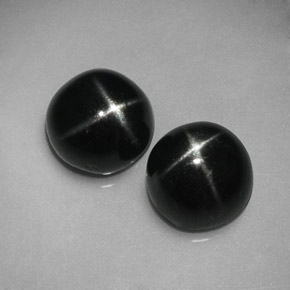 4.11 ct Black Star Diopside Gemstone, Star Diopside Gem in Round Cabochon Shape for Sale.