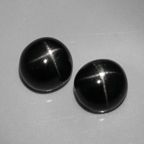 4.74 ct Black Star Diopside Gemstone, Star Diopside Gem in Round Cabochon Shape for Sale.
