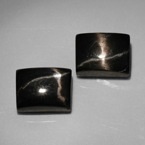 5.82 ct Black Star Diopside Gemstone, Star Diopside Gem in Baguette Cabochon Shape for Sale.