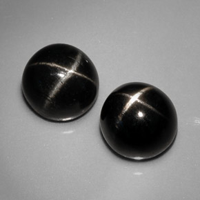5.39 ct Black Star Diopside Gemstone, Star Diopside Gem in Round Cabochon Shape for Sale.