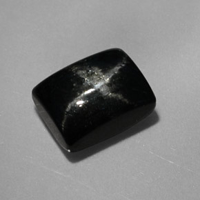 2.92 ct Black Star Diopside Stone, Natural Star Diopside in Baguette Cabochon Shape for Sale