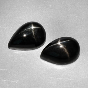 5.40 ct Black Star Diopside Gemstone, Star Diopside Gem in Pear Cabochon Shape for Sale.