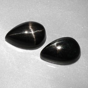 4.00 ct Black Star Diopside Gemstone, Star Diopside Gem in Pear Cabochon Shape for Sale.