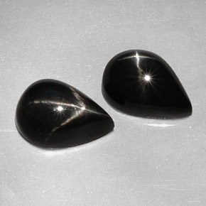 5.41 ct Black Star Diopside Gemstone, Star Diopside Gem in Pear Cabochon Shape for Sale.