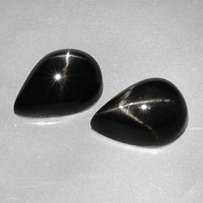 5.41 ct Black Star Diopside Stone, Natural Star Diopside in Pear Cabochon Shape for Sale