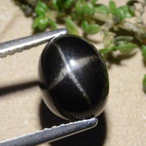 Schwarz Sterndiopsid Edelstein - 2.5ct Oval Cabochon (ID: 479481)