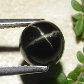 Negro Diópsido Estrella Gema - 2.6ct Cabujón Redondo (ID: 479730)