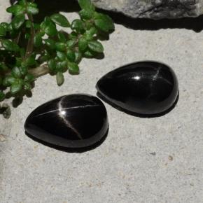 Black Star Diopside Gem - 2.5ct Pear Cabochon (ID: 480433)