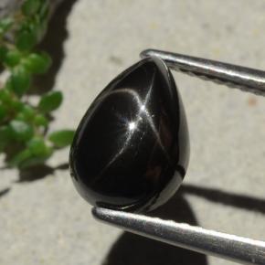 Black Star Diopside Gem - 3.3ct Pear Cabochon (ID: 480444)