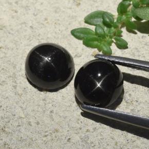 Черный Звездчатый Диопсид Камень - 2.4ct Круглый Кабошон (ID: 480556)