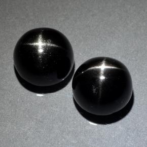 Negro Diópsido Estrella Gema - 4.6ct Cabujón Redondo (ID: 502194)