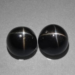 9.41 ctw Black Star Diopside Stones, Natural Star Diopside in Round Cabochon Shape for Sale