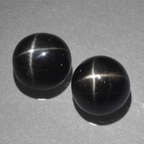 Negro Diópsido Estrella Gema - 4.7ct Cabujón Redondo (ID: 502626)