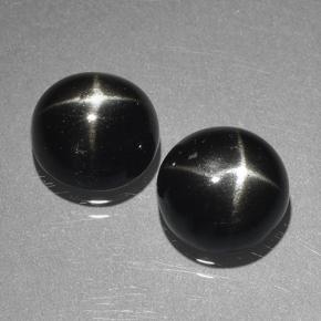 Negro Diópsido Estrella Gema - 3.4ct Cabujón Redondo (ID: 502628)