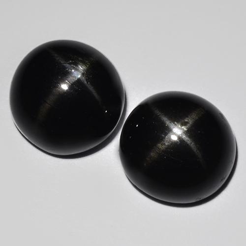 Schwarz Sterndiopsid Edelstein - 4.1ct Rund Cabochon (ID: 514409)