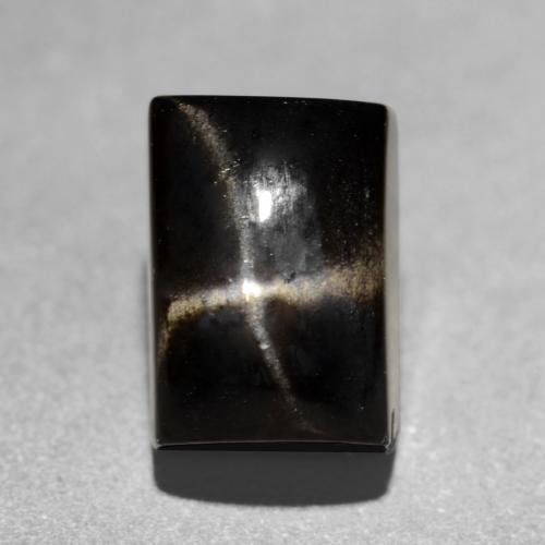 7.2 x 5.2mm Baguette Black Star Diopside from India, Weight of 2.13ct, Natural untreated Gemstone in Opaque Clarity, 1pc Baguette Cabochon Star Diopside - Color: Black, Mohs Hardness of 5 - 6, Photo A