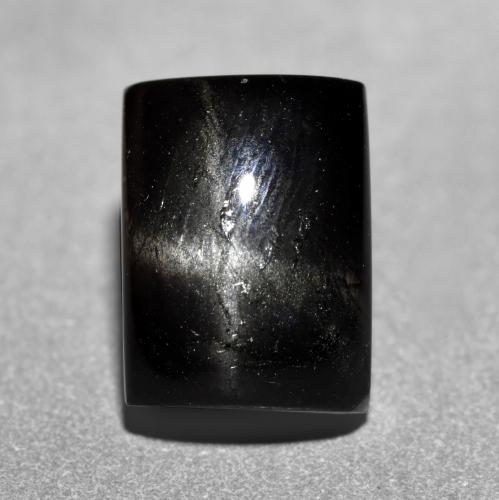 Diopside stellato 8,1 x 6mm nero Cabochon a baguette dall'India, peso di 2,48 ct, gemma naturale non trattati in purezza Opaque, 1 pezzo Diopside stellato - Colore: Nero, durezza Mohs di 5 - 6, Photo A