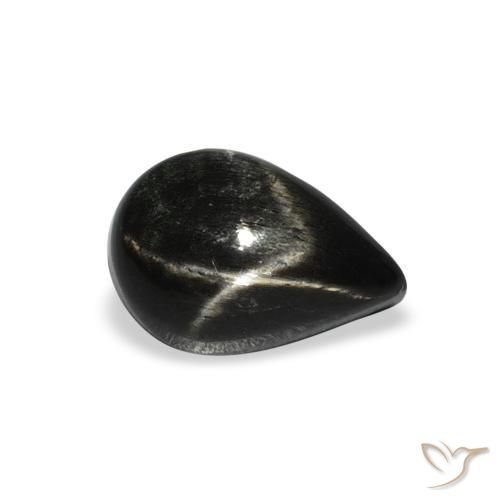 2.46ct Natural Black Star Diopside, Pear Shape, Opaque