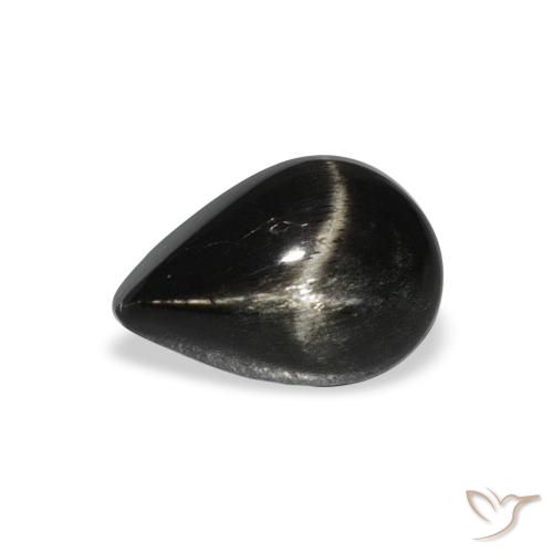 2.46 ct Black Star Diopside Stone, Natural Star Diopside in Pear Cabochon Shape for Sale