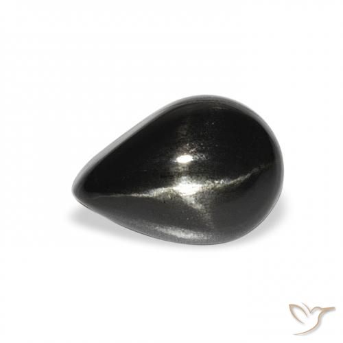 2.91ct Natural Black Star Diopside, Pear Shape, Opaque
