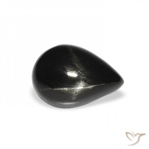 2.91 ct Black Star Diopside Stone, Natural Star Diopside in Pear Cabochon Shape for Sale