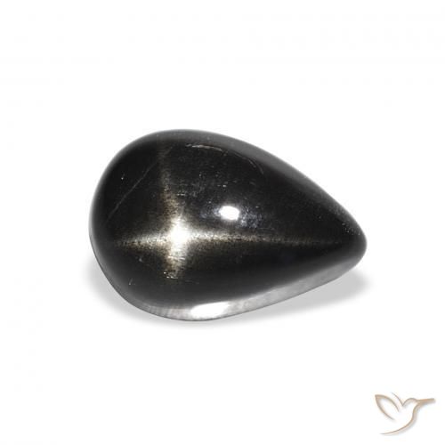 2.44ct Natural Black Star Diopside, Pear Shape, Opaque