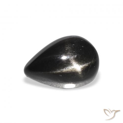 2.44 ct Black Star Diopside Stone, Natural Star Diopside in Pear Cabochon Shape for Sale