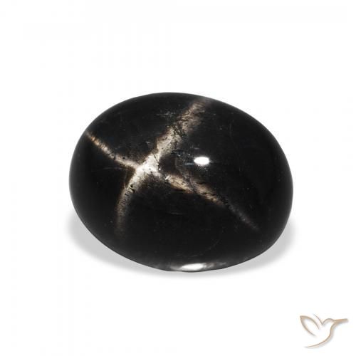 5.11 ct Black Star Diopside Stone, Natural Star Diopside in Oval Cabochon Shape for Sale
