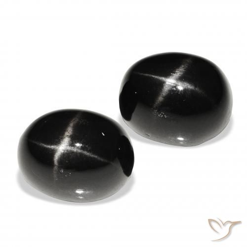 12.09 ctw Black Star Diopside Stones, Natural Star Diopside in Oval Cabochon Shape for Sale