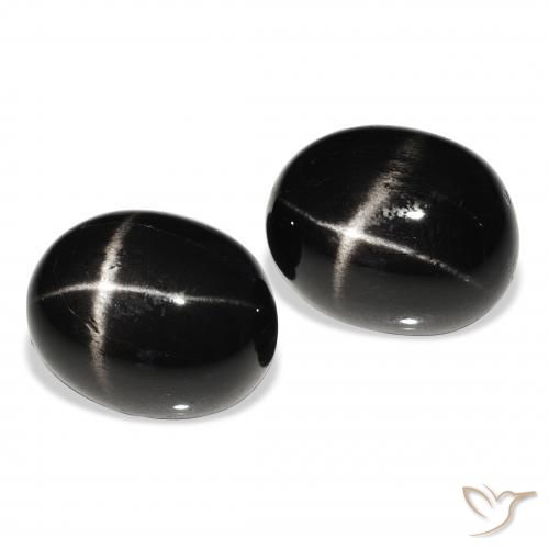 9.78 ctw Black Star Diopside Stones, Natural Star Diopside in Oval Cabochon Shape for Sale