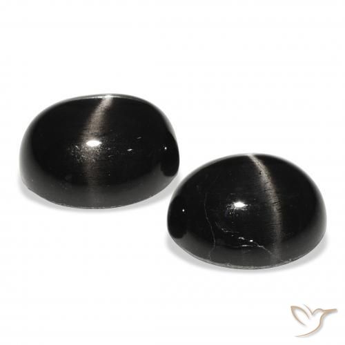 Star Diopside Gemstones in 11 x 9 mm (calibrated) Size for Sale, Star Diopside Stones in Black Color