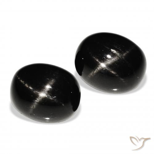 12.24 ctw Black Star Diopside Stones, Natural Star Diopside in Oval Cabochon Shape for Sale