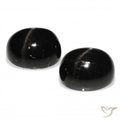 Star Diopside Gemstones in 11 x 9 mm (calibrated) Size for Sale, Star Diopside Stones in Black Color
