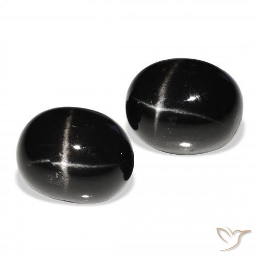 12.53 ctw Black Star Diopside Stones, Natural Star Diopside in Oval Cabochon Shape for Sale