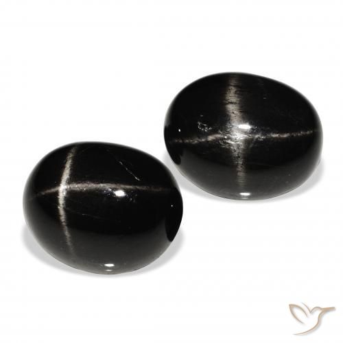 8.47 ctw Black Star Diopside Stones, Natural Star Diopside in Oval Cabochon Shape for Sale