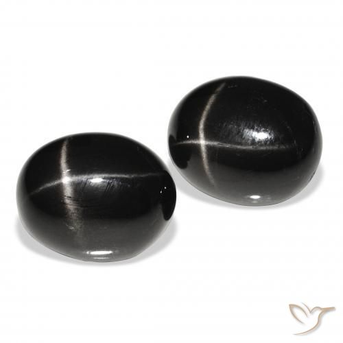 8.10 ctw Black Star Diopside Stones, Natural Star Diopside in Oval Cabochon Shape for Sale