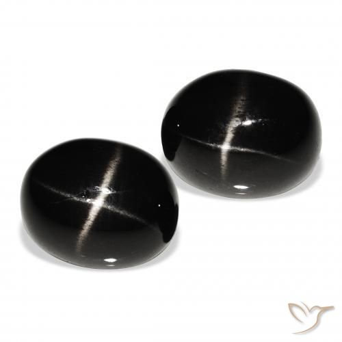 10.09 ctw Black Star Diopside Stones, Natural Star Diopside in Oval Cabochon Shape for Sale
