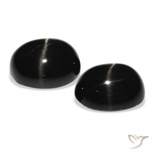 Star Diopside Gemstones in 11 x 9 mm (calibrated) Size for Sale, Star Diopside Stones in Black Color