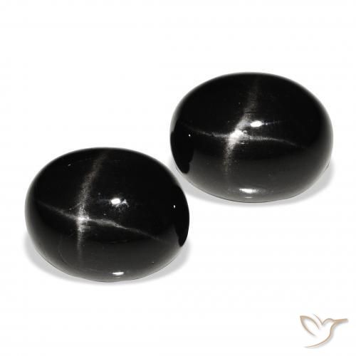 12.00 ctw Black Star Diopside Stones, Natural Star Diopside in Oval Cabochon Shape for Sale