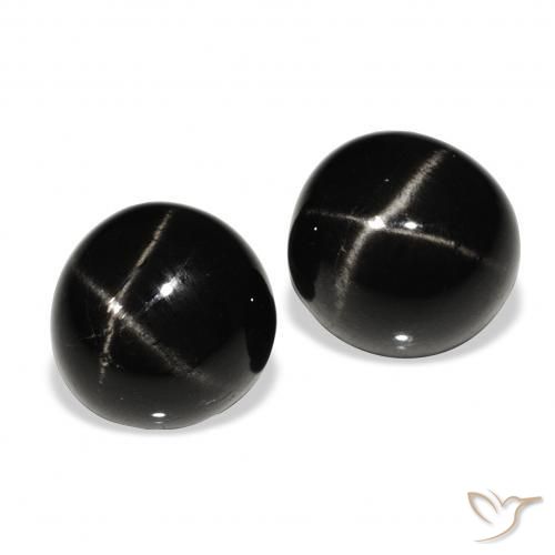 5.87 ctw Black Star Diopside Stones, Natural Star Diopside in Round Cabochon Shape for Sale