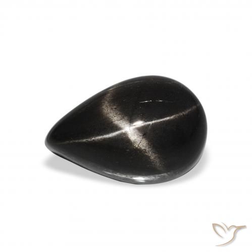 2.66ct Natural Black Star Diopside, Pear Shape, Opaque