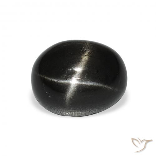 4.91 ct Black Star Diopside Gemstone, Star Diopside Gem in Oval Cabochon Shape for Sale.
