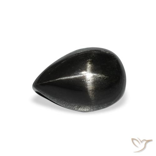 3.33ct Natural Black Star Diopside, Pear Shape, Opaque