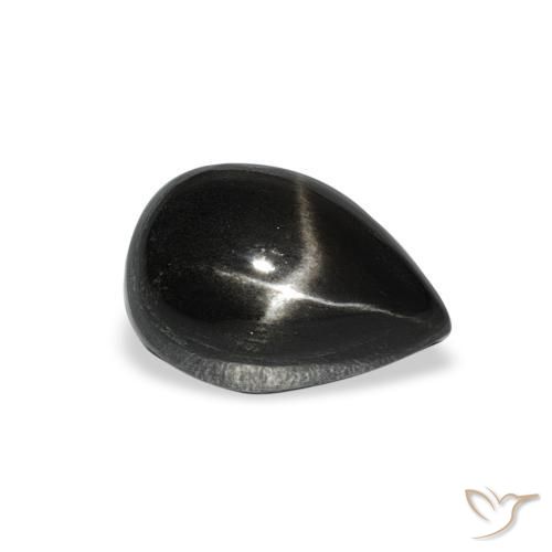 3.33 ct Black Star Diopside Stone, Natural Star Diopside in Pear Cabochon Shape for Sale