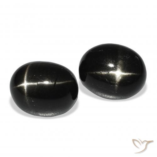 12.04 ctw Black Star Diopside Stones, Natural Star Diopside in Oval Cabochon Shape for Sale