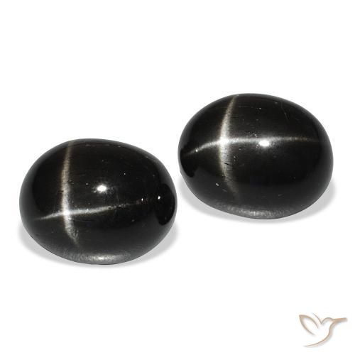 12.31 ctw Black Star Diopside Stones, Natural Star Diopside in Oval Cabochon Shape for Sale