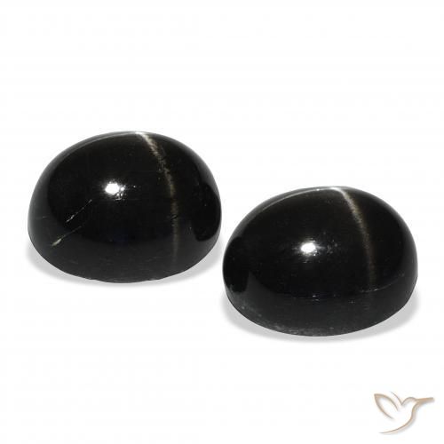 Star Diopside Gemstones in 11 x 9 mm (calibrated) Size for Sale, Star Diopside Stones in Black Color