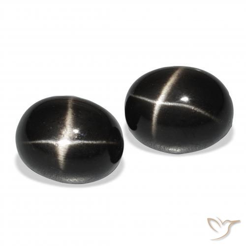 13.46 ctw Black Star Diopside Stones, Natural Star Diopside in Oval Cabochon Shape for Sale