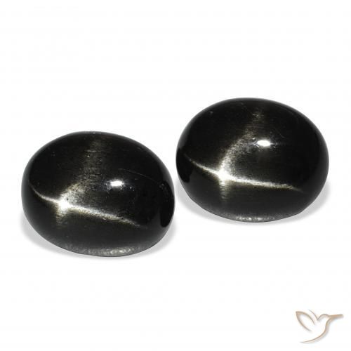 8.87 ctw Black Star Diopside Stones, Natural Star Diopside in Oval Cabochon Shape for Sale