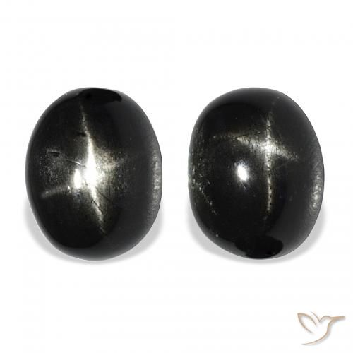 9.92 ctw Black Star Diopside Gemstones, Star Diopside Gems in Oval Cabochon Shape for Sale.